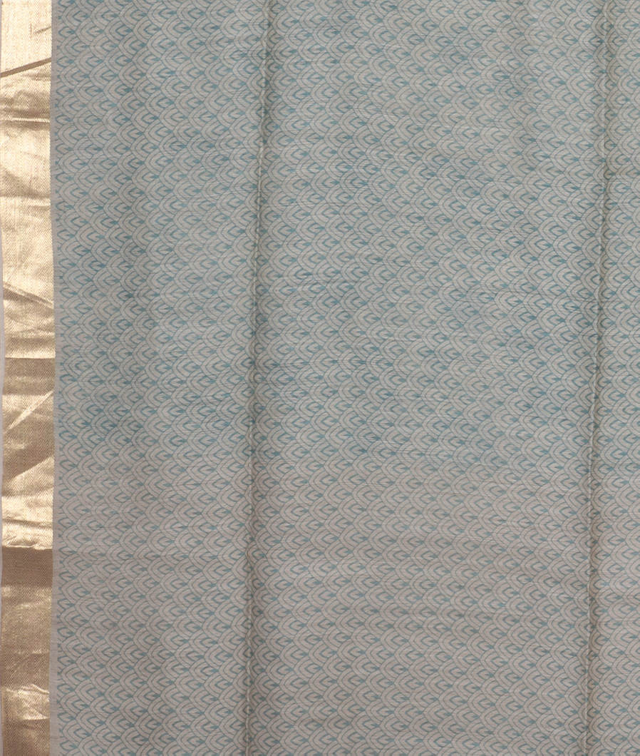 Off-White Tussar Printed Saree T3533493