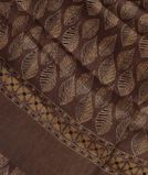 Brown Ajrakh Linen Printed Saree T3478791