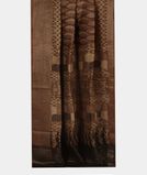 Brown Ajrakh Linen Printed Saree T3478792
