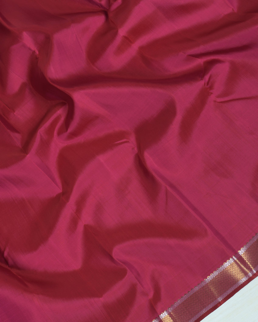Pinkish Red Handwoven Kanjivaram Silk Saree&nbsp;T3512184