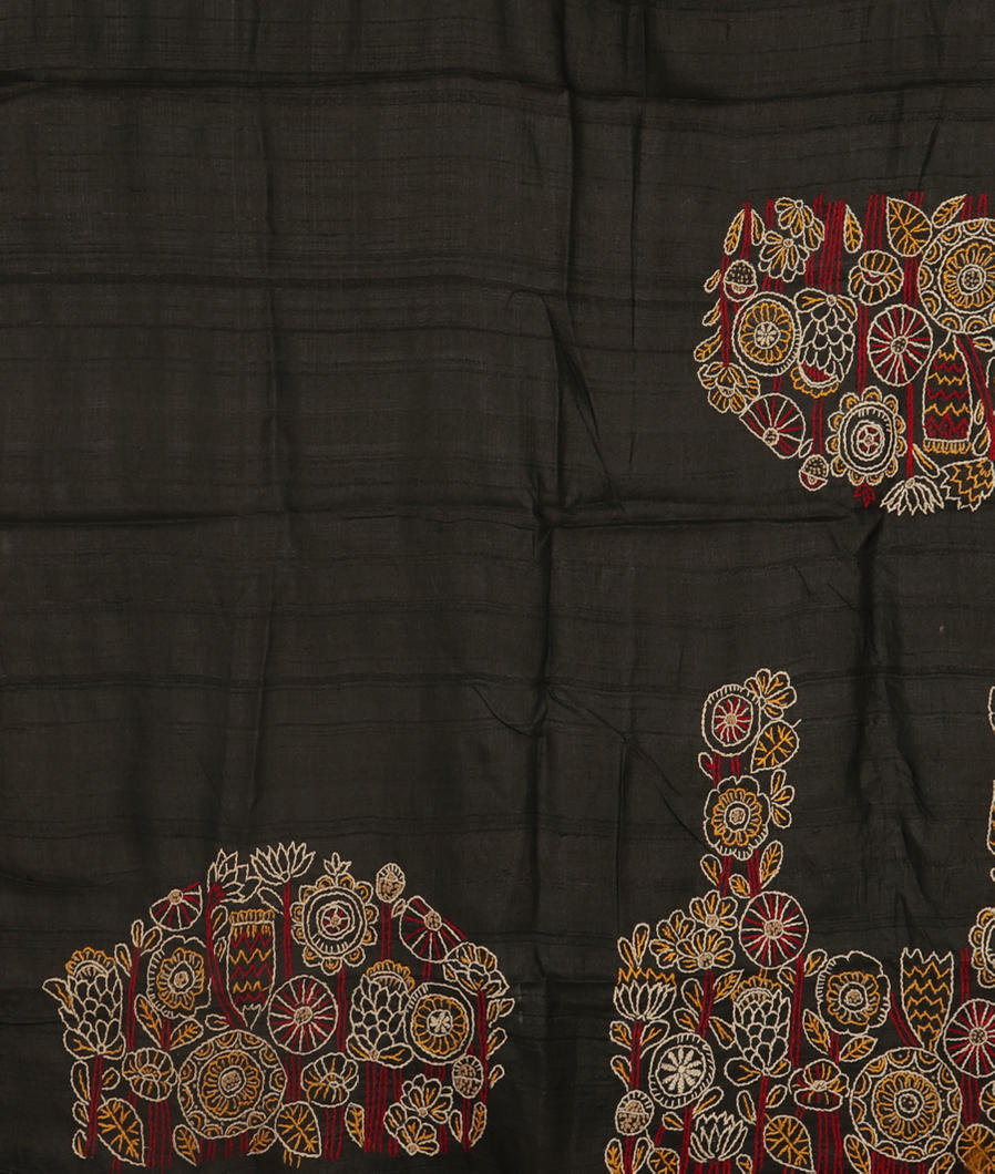 Yellow Tussar Printed Saree T3560283