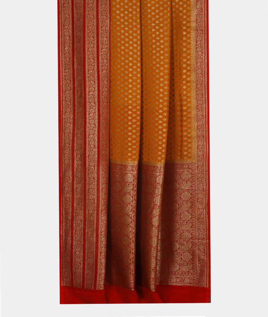 Yellow Banaras Georgette Silk Saree T3528412