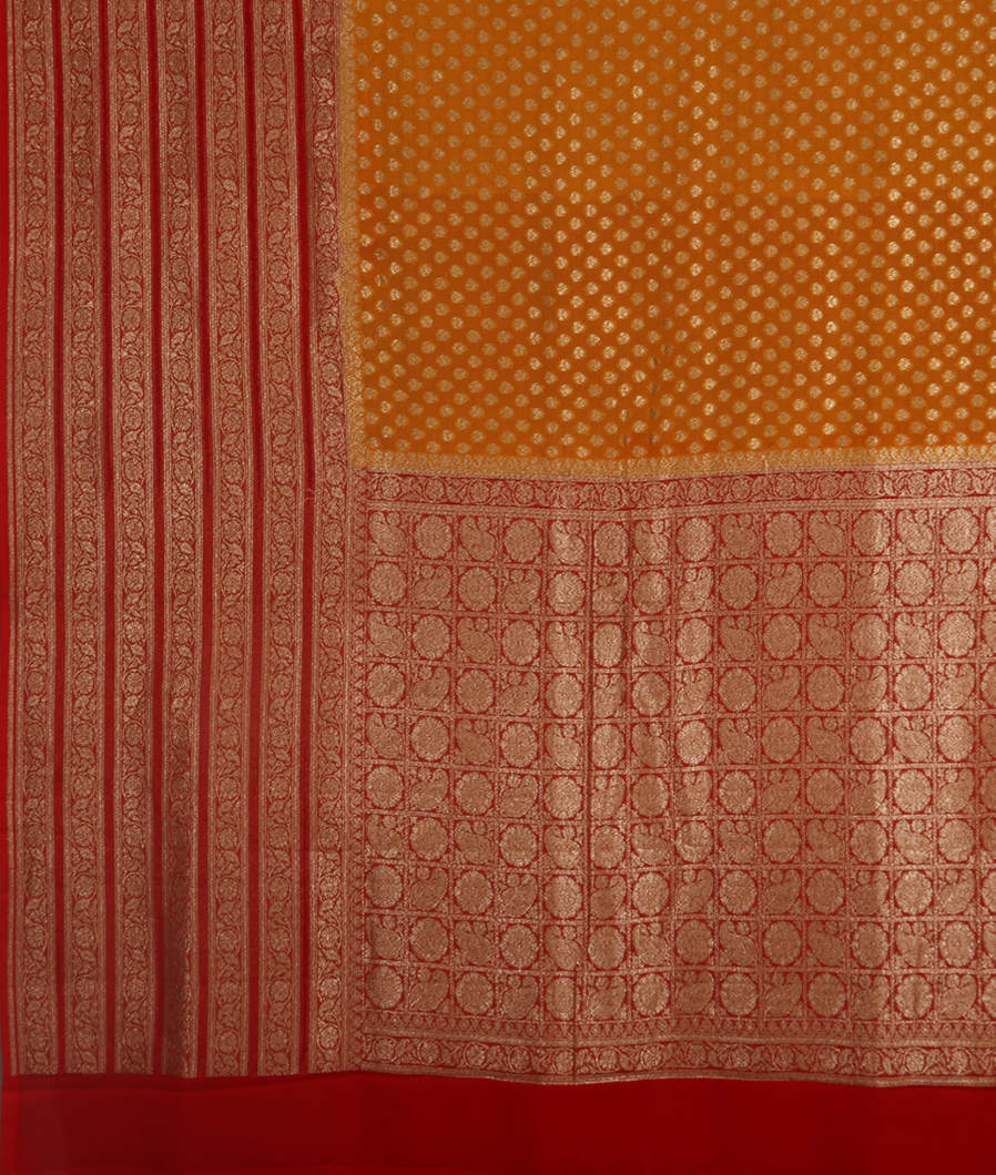 Yellow Banaras Georgette Silk Saree T3528414