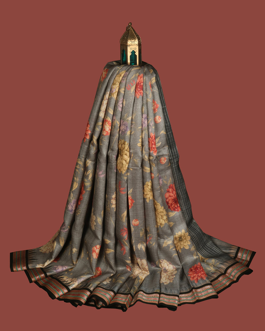 Grey Vidarbha Tussar Saree T358776-image
