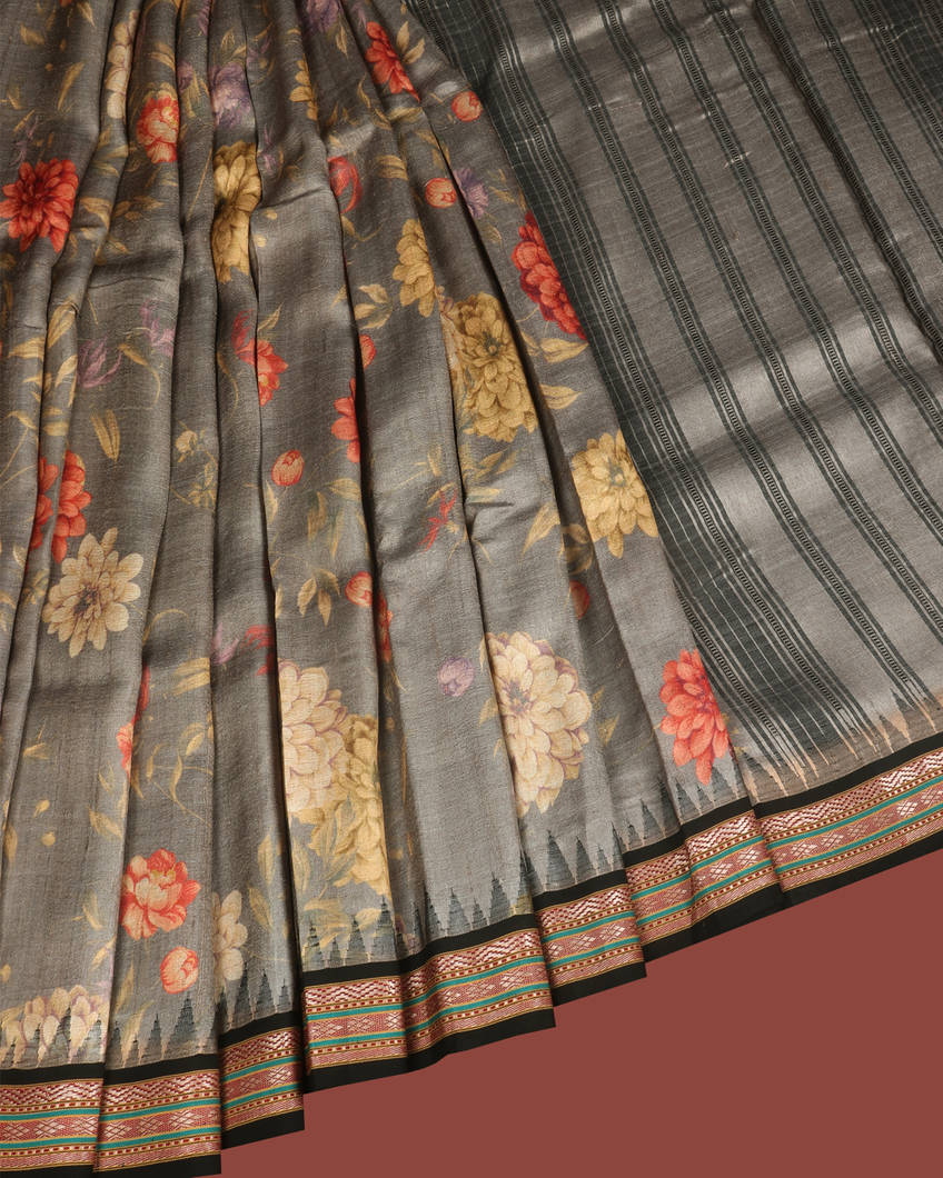 Grey Vidarbha Tussar Saree T3587762