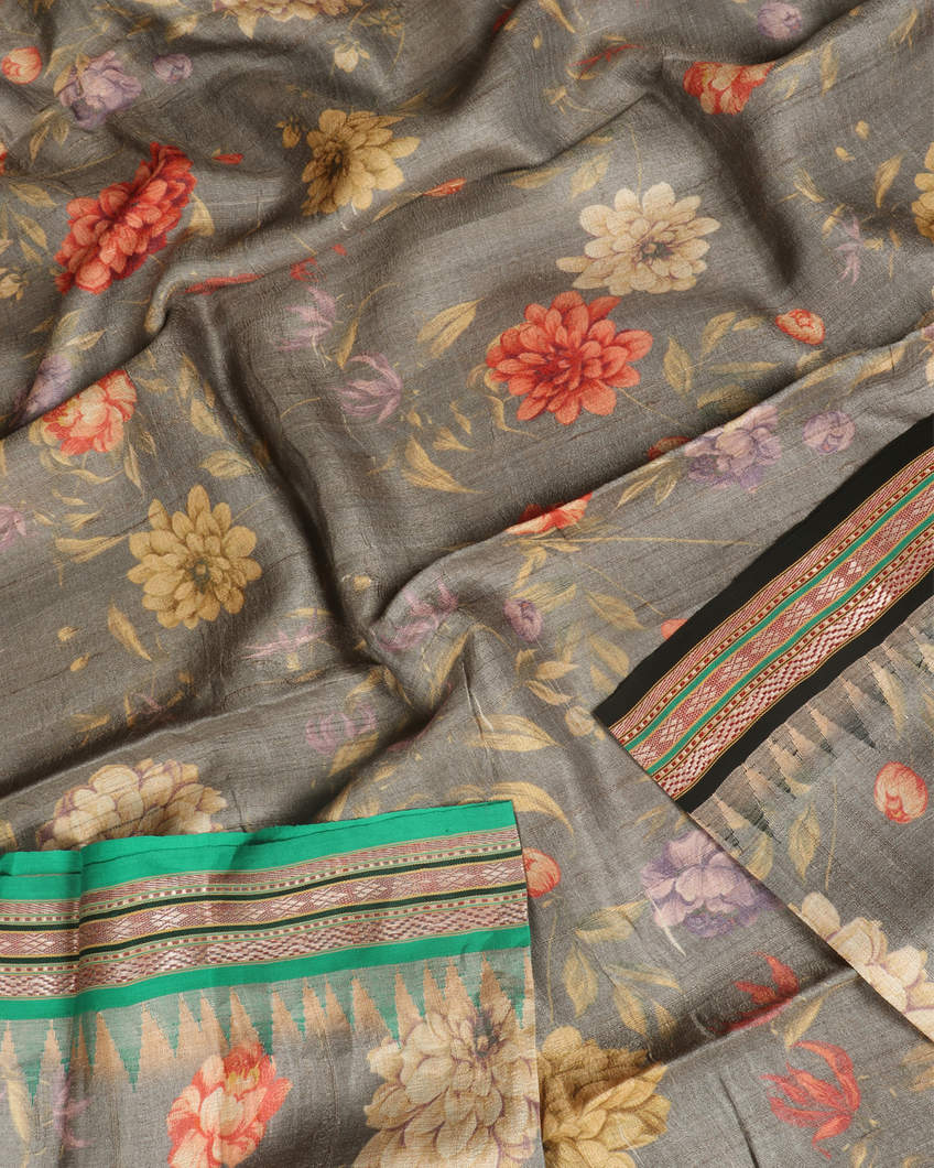 Grey Vidarbha Tussar Saree T3587764