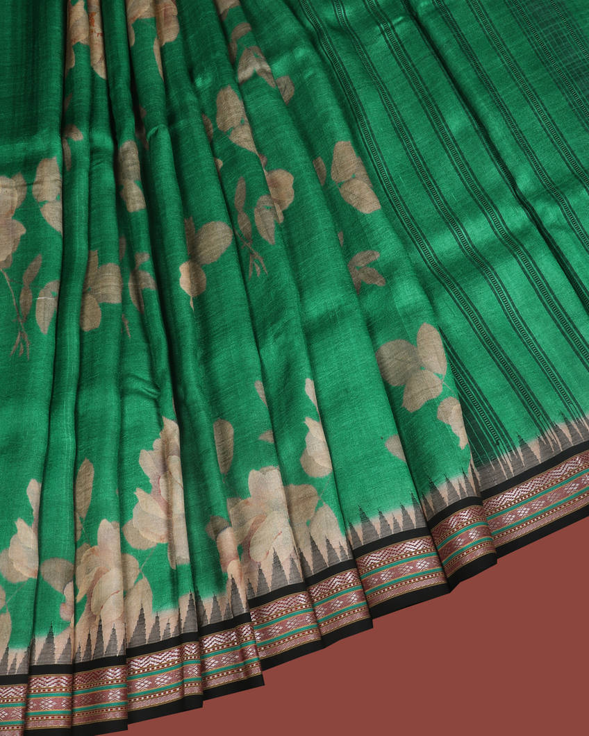 Green Vidarbha Tussar Saree T3587772