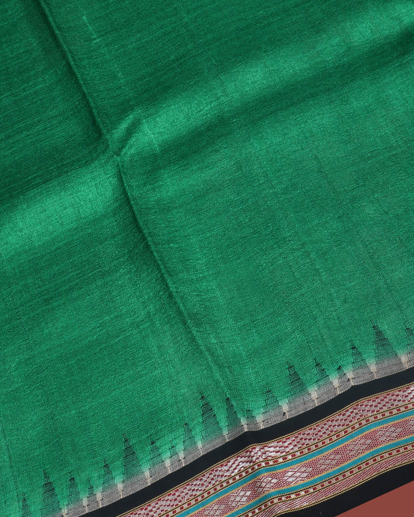 Green Vidarbha Tussar Saree T3587773