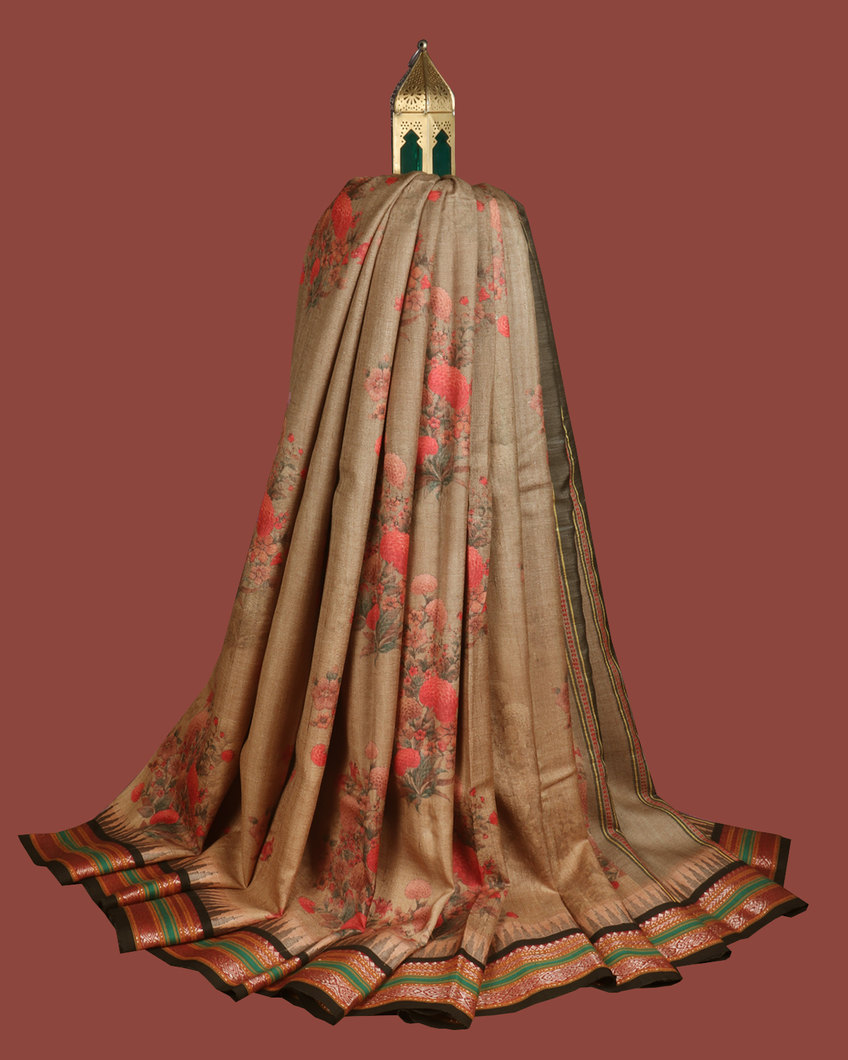 Beige Vidarbha Tussar Saree T358781-image