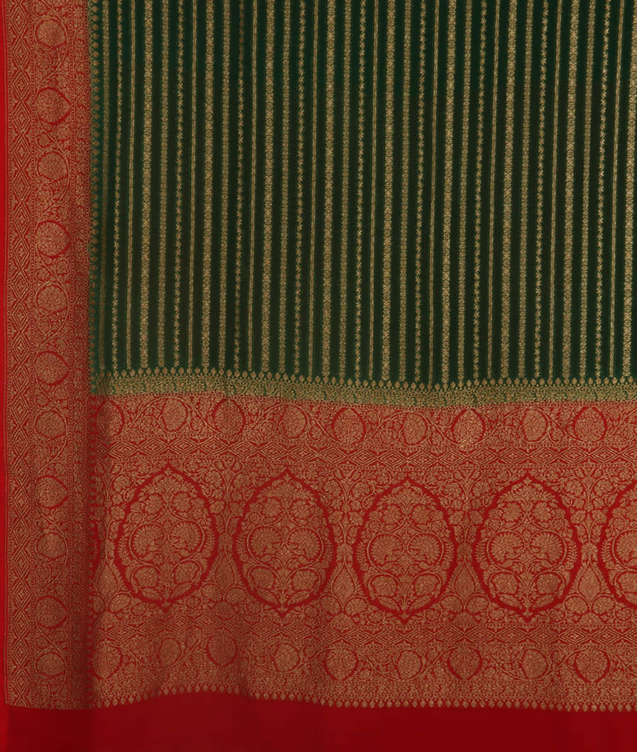 Green Banaras Georgette Silk Saree T3126624