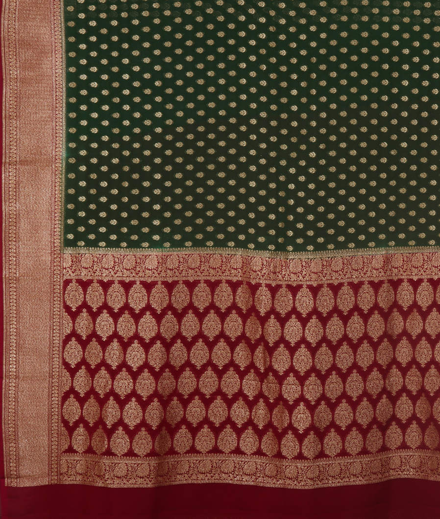 Green Banaras Georgette Silk Saree T3528354