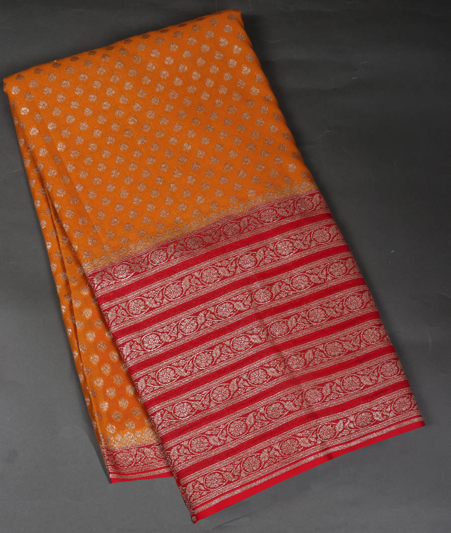 Yellow Banaras Georgette Silk Saree T352841-image