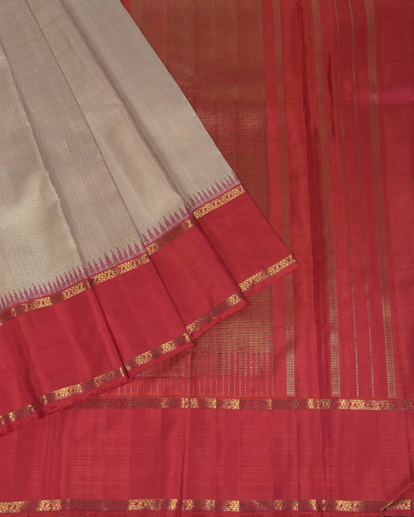 Cream And Beige Handwoven Kanjivaram Silk SareeT3504462