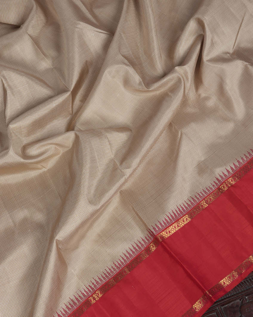 Cream And Beige Handwoven Kanjivaram Silk SareeT3504464