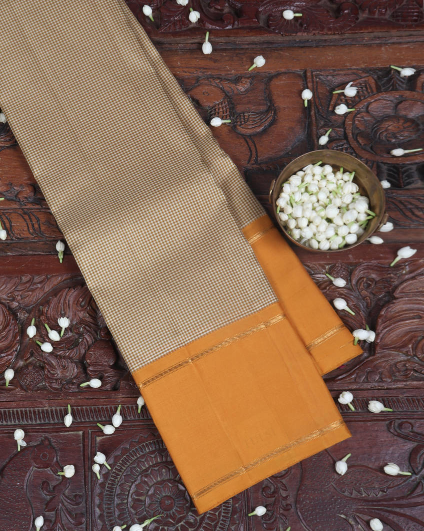 Cream And Beige Handwoven Kanjivaram Silk Saree T342621-image