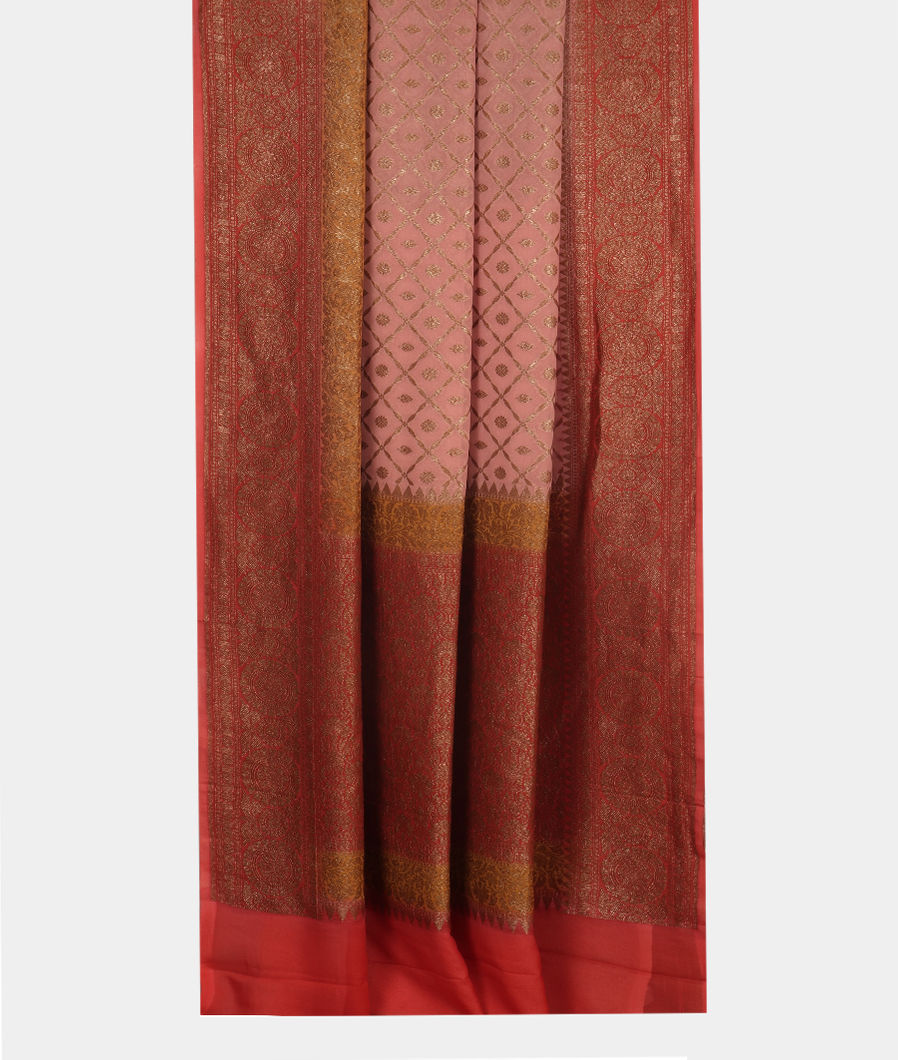 Peach Banaras Georgette Silk Saree T3529412