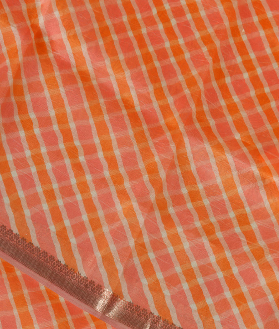 Peach Kora Organza Printed Saree T355456-image