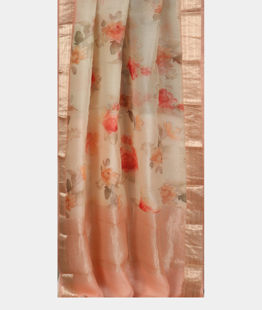 Off-White Kora Organza Printed Saree T3545472