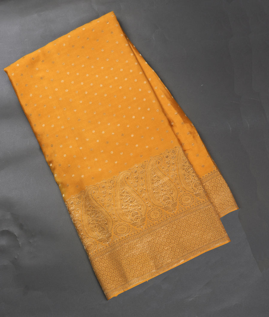 Yellow Crepe Silk Saree T307153-image