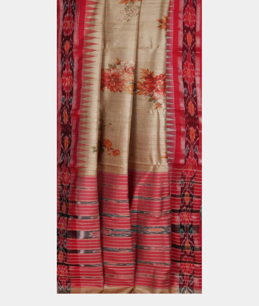 Beige Tussar Printed Saree T3526812