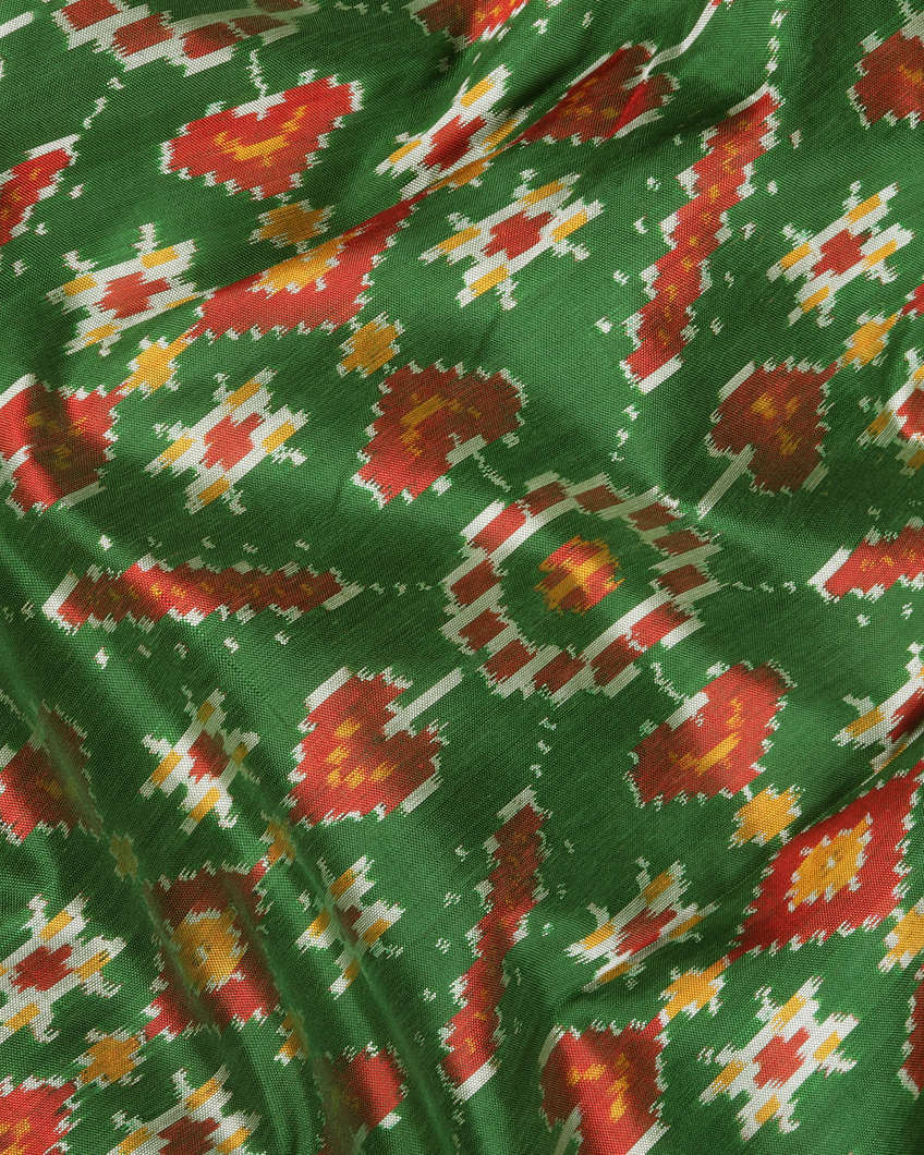 Green Ikat Silk Saree T3572065