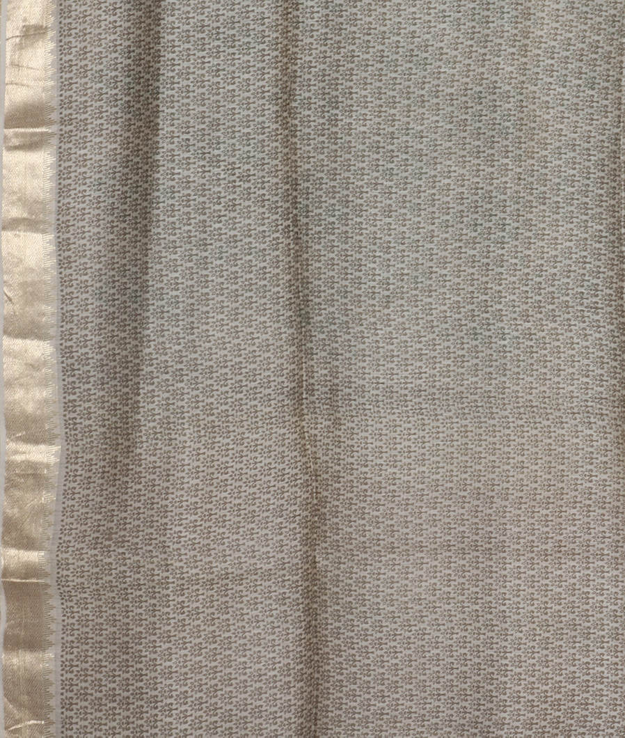 Off-White Tussar Printed Saree T3533483