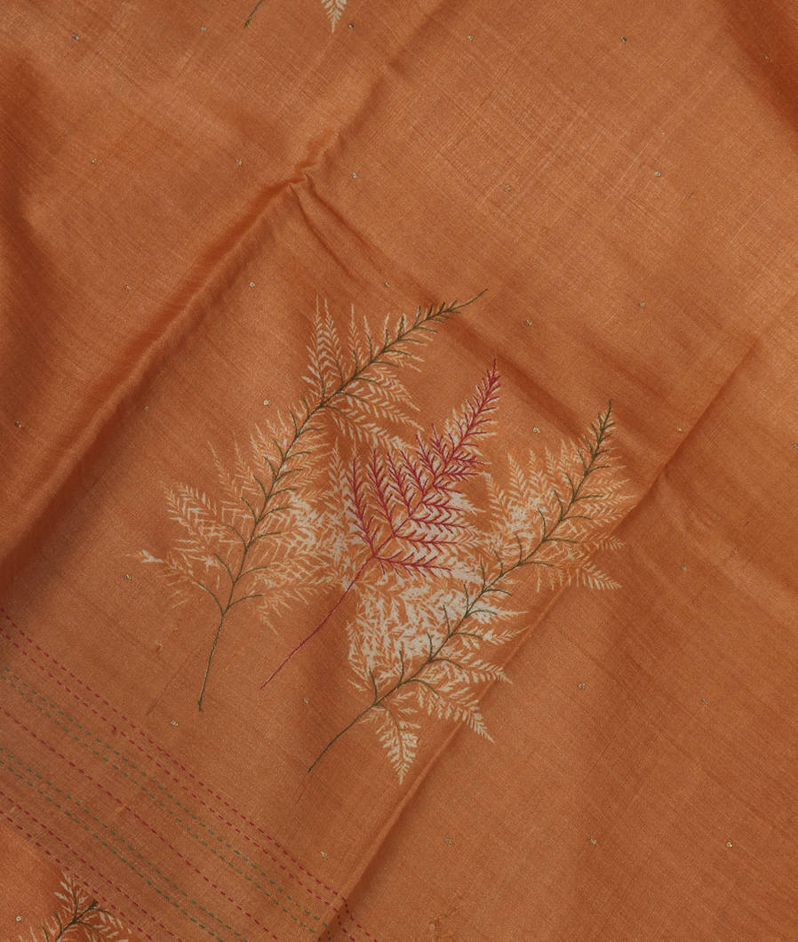 Yellow Tussar Printed Saree T352532-image