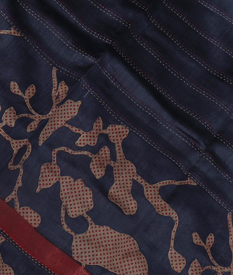 Blue Tussar Printed Saree T352511-image