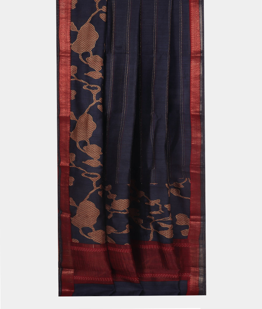 Blue Tussar Printed Saree T3525112