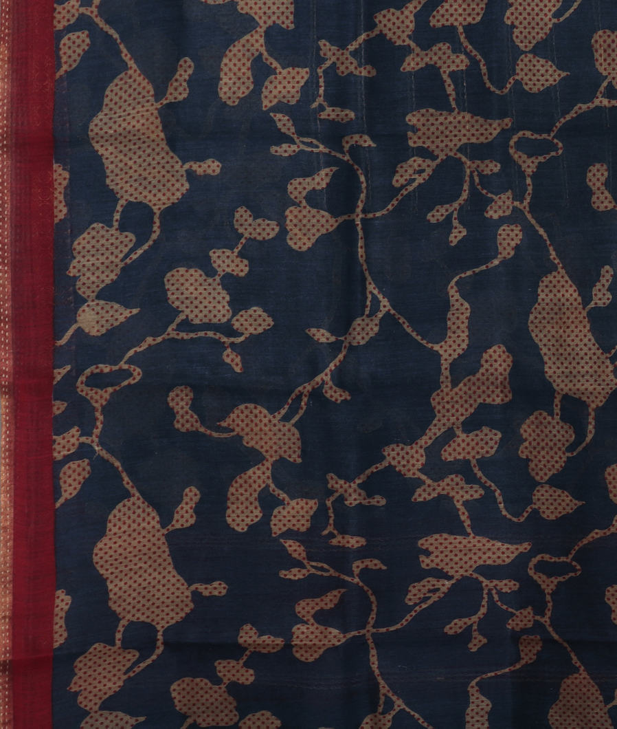 Blue Tussar Printed Saree T3525113