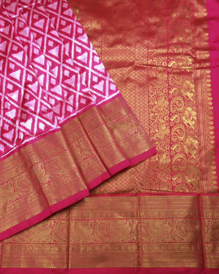 Magenta Ikat Silk Saree T3593762