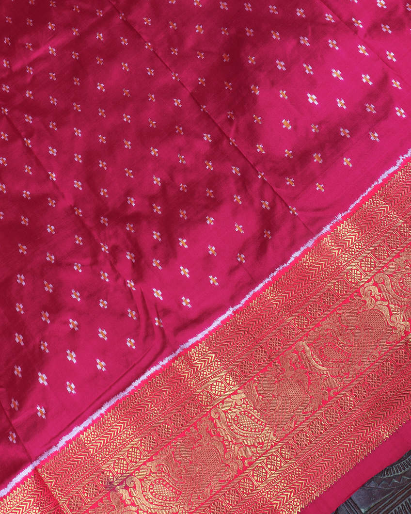 Magenta Ikat Silk Saree T3593763