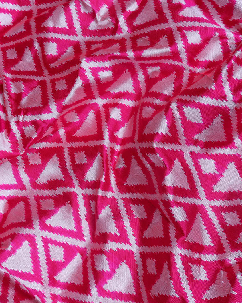 Magenta Ikat Silk Saree T3593765