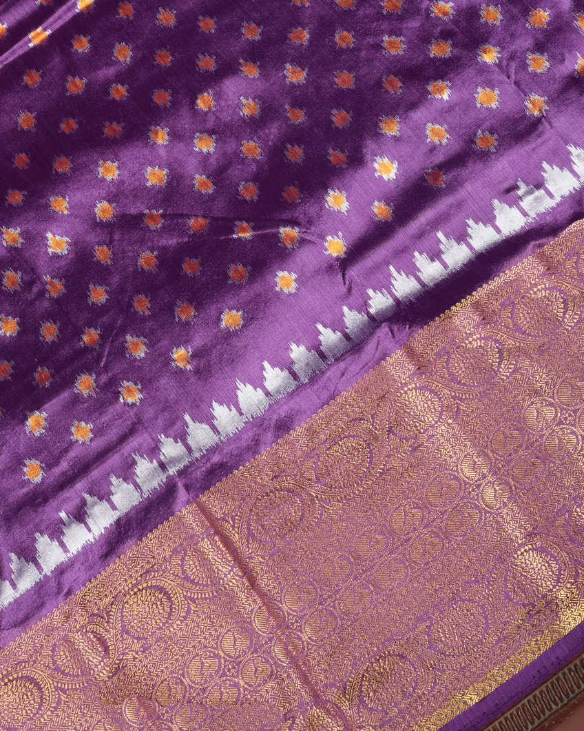 Grey Ikat Silk Saree T3582953