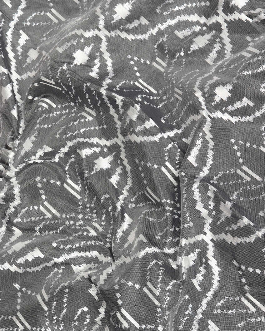 Grey Ikat Silk Saree T3582955