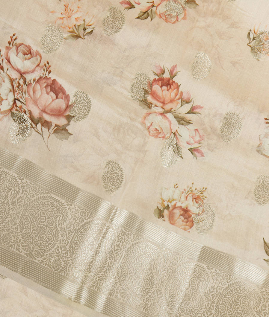 Cream Chaniya Silk Saree T353311-image
