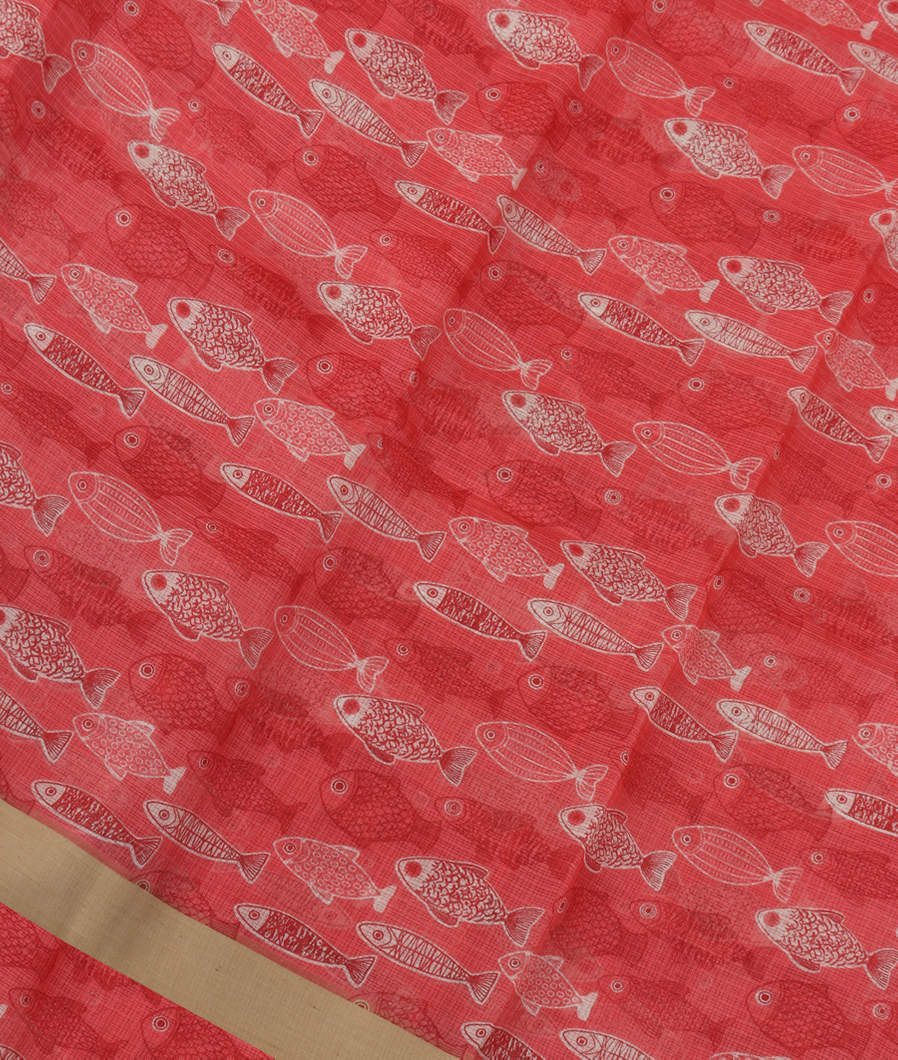 Red Kota Cotton Saree T354885-image