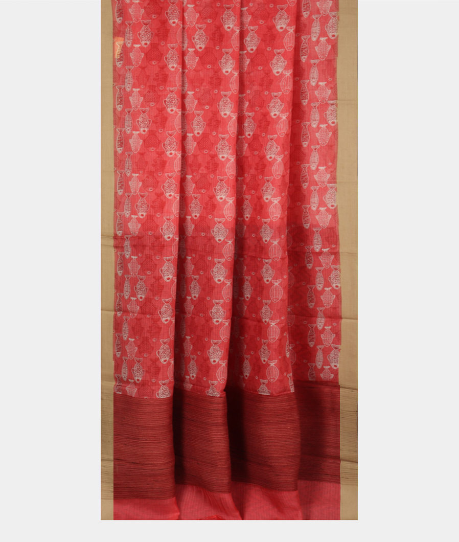 Red Kota Cotton Saree T3548852