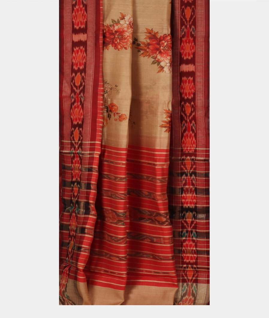 Beige Tussar Printed Saree T3526732