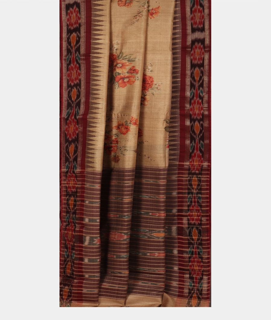 Beige Tussar Printed Saree T3526802
