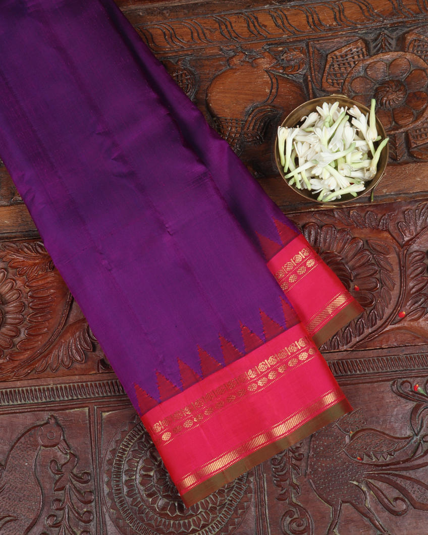 Purple Gadwal Silk Saree T357107-image