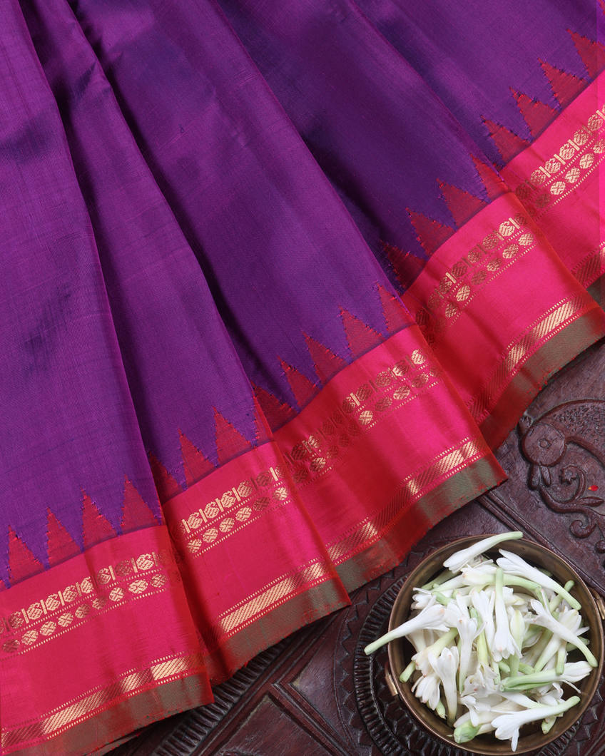 Purple Gadwal Silk Saree T3571073