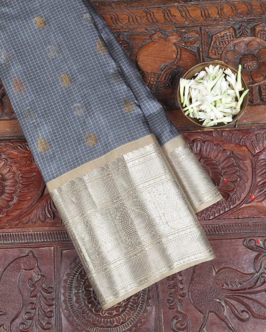 Grey Gadwal Silk Saree T358774-image