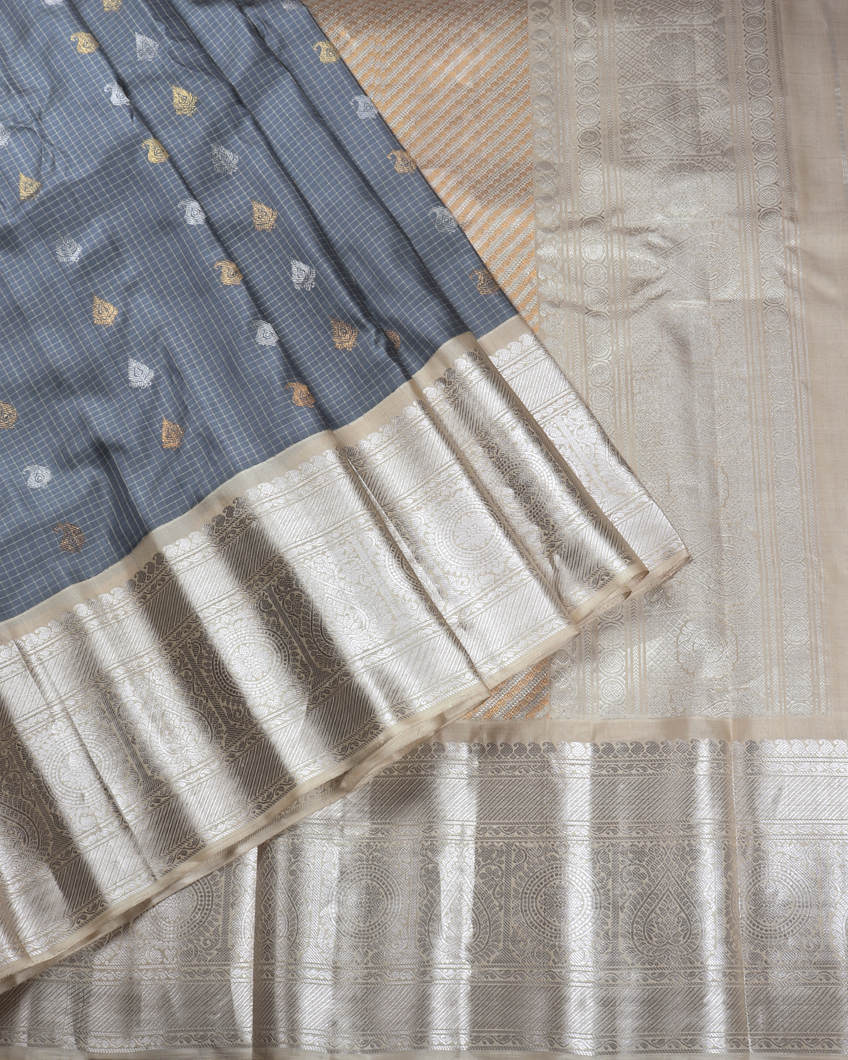 Grey Gadwal Silk Saree T3587742