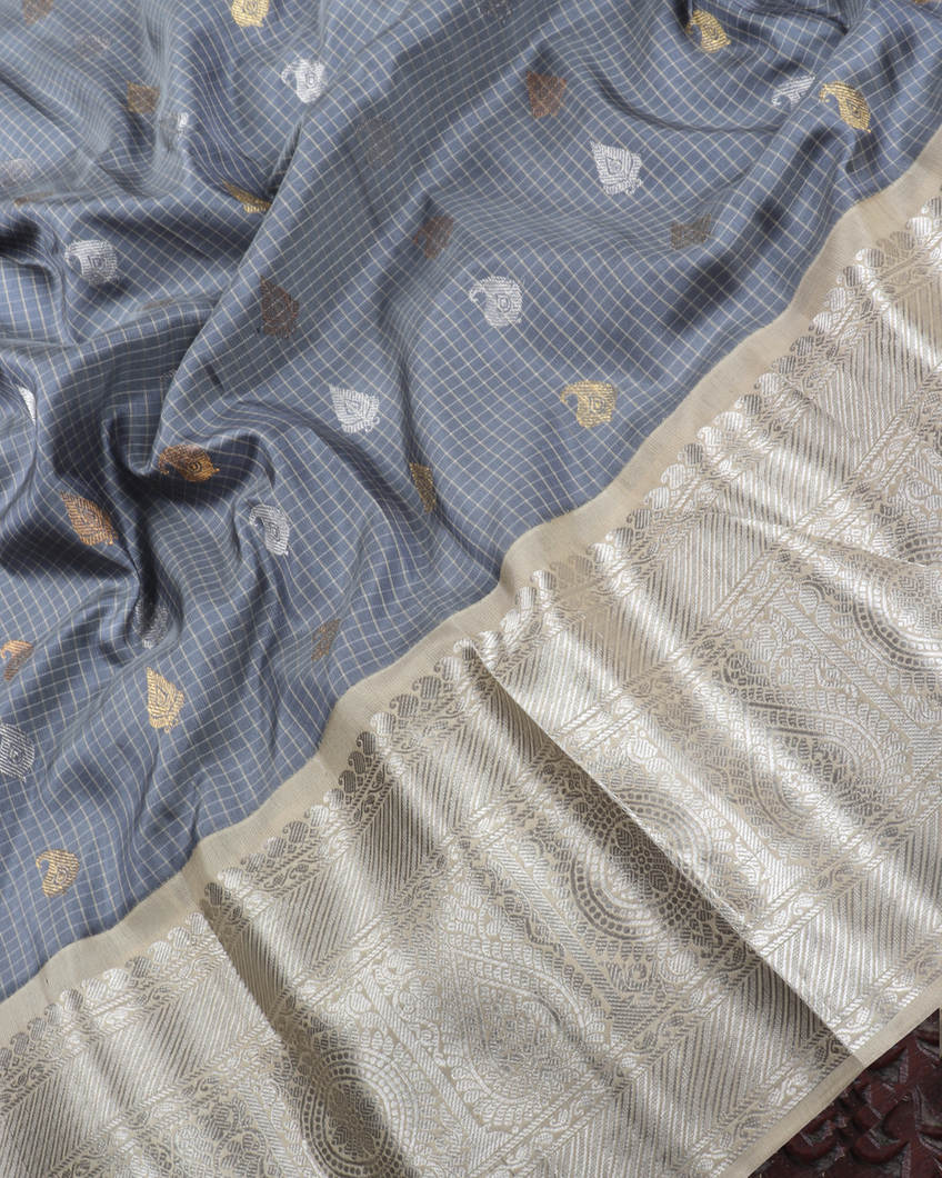 Grey Gadwal Silk Saree T3587745