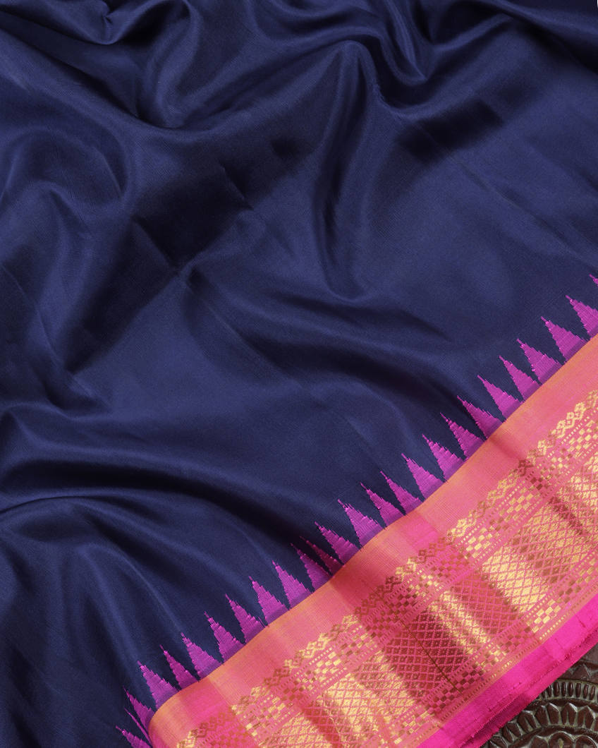 Blue Gadwal Silk Saree T3571225