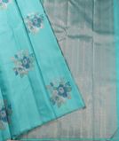 Turquoise Blue Handwoven Kanjivaram Silk Saree T3492332