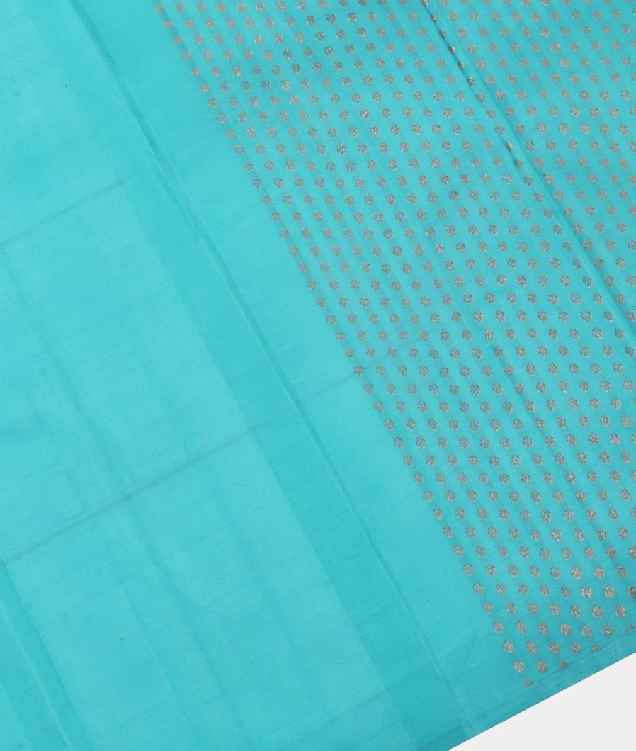Turquoise Blue Handwoven Kanjivaram Silk Saree T3492333