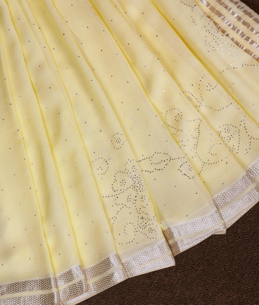 Yellow Chiffon Silk Saree T1952-image