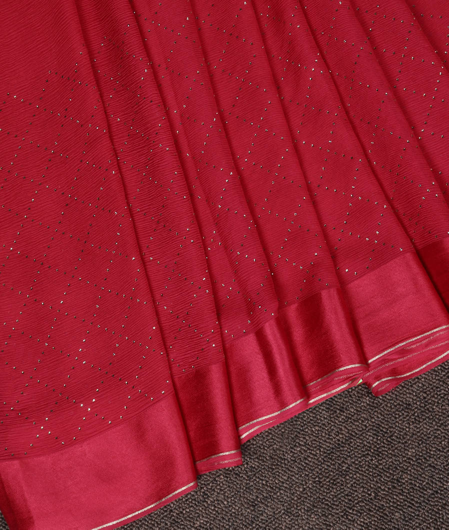 Pinkish Red Chiffon Silk Saree T351114-image